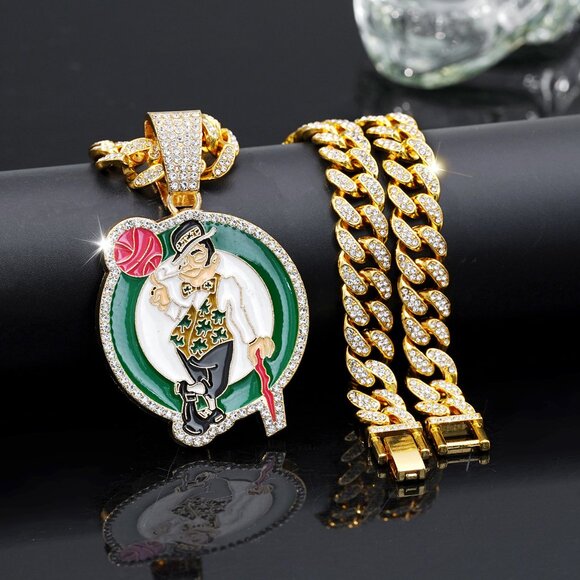 Fashionable and personalized full diamond portrait basketball team pendant neckl